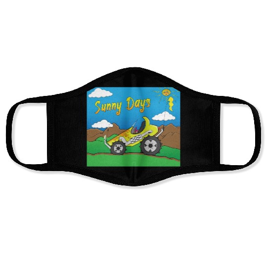 Sunny Days Yellow Offroad Truck Face Masks