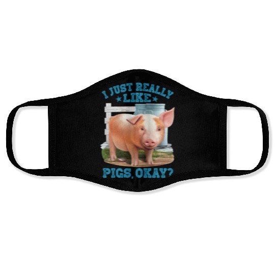 Cute Young Pig Farm Motive Face Masks