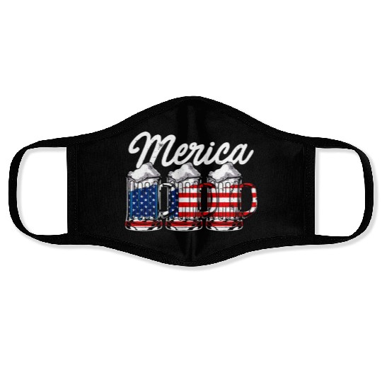 Beer USA Flag Merica Face Masks
