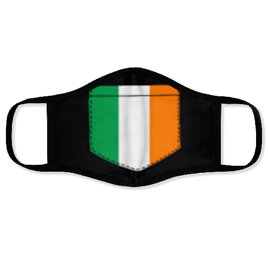 irish flag in a shape of a pocket Face Masks