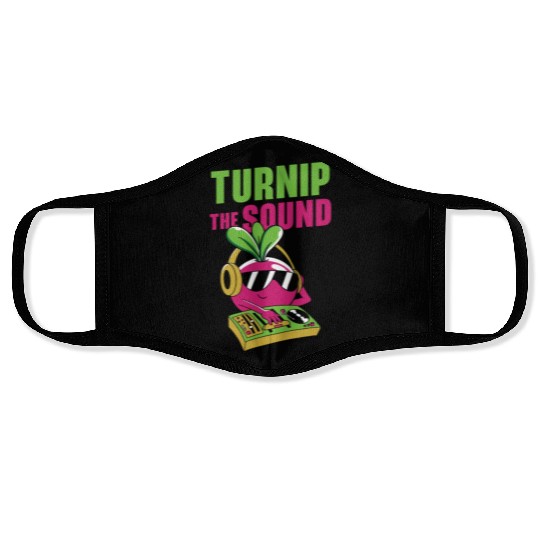 Music Turnip Party Music Lover Vegetable Face Masks