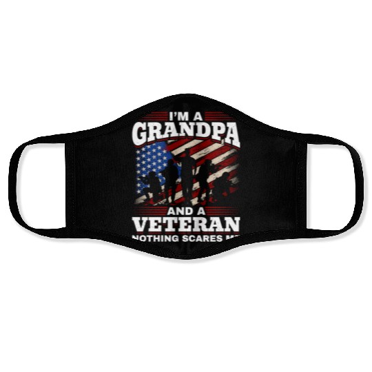 Grandpa US Veteran Grandfather Patriotic Face Masks