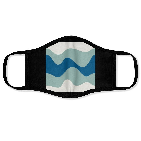Ocean Waves Pattern - Blue and White Face Masks
