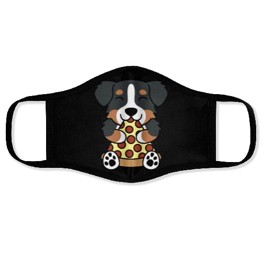 Bernese Mountain Dog Pizza Lover Face Masks