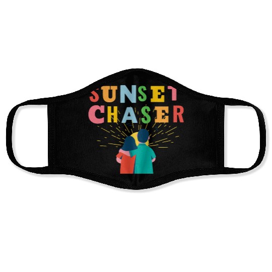 Sunset chaser romantic view Face Masks