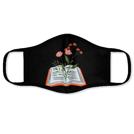 Flowers Growing From Book Face Masks