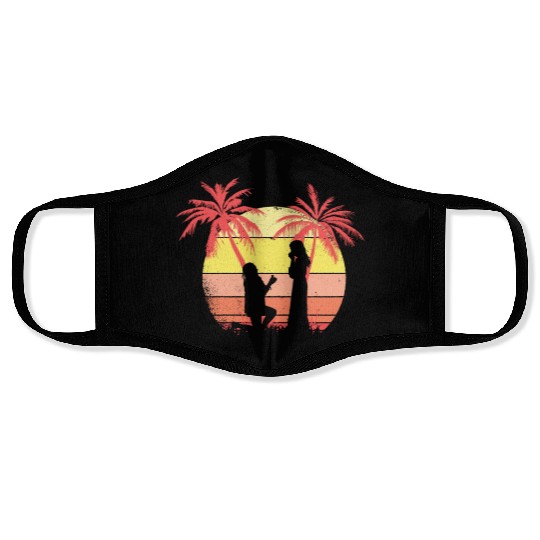 Lesbian Couple Romantic Marriage Propose Summer Face Masks