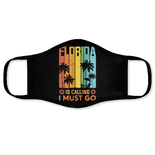 Florida Is Calling I Must Go Vintage Summer Beach Face Masks