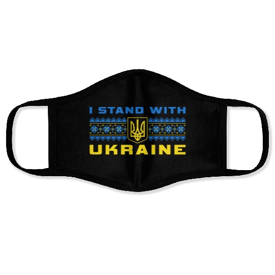 I STAND WITH UKRAINE BLUE-YELLOW Face Masks