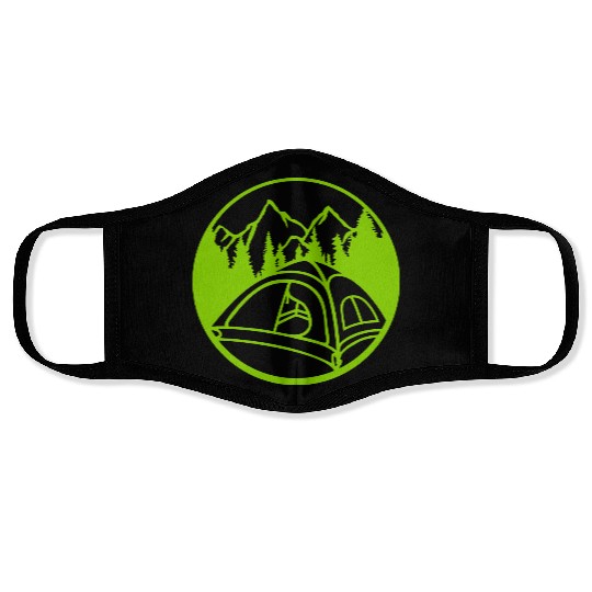 circle mountains camping forest Face Masks