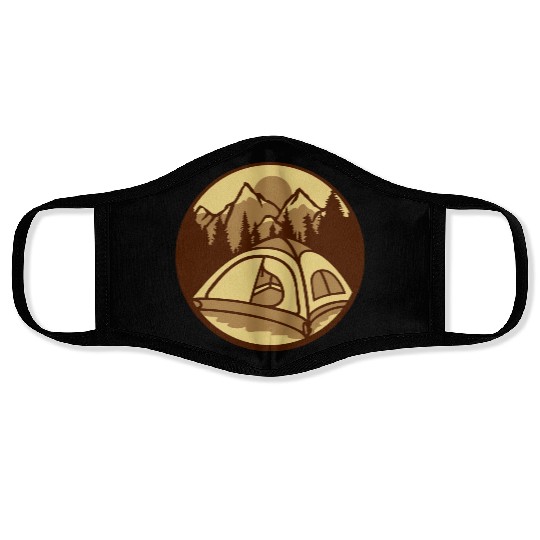 mountains forest camper outdoors Face Masks