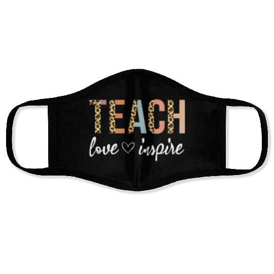 Teach Love Inspire, Leopard, Back To School, Cute, Face Masks