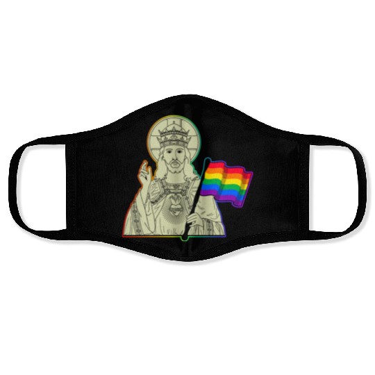 Jesus LGBTQ Flag Lesbian Gay Pride Face Masks