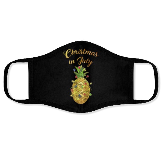 Christmas In July Pineapple Xmas Tree Lights Face Masks