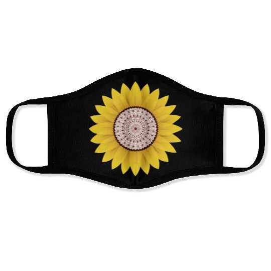 Golden Sunflower Mandala Face Masks