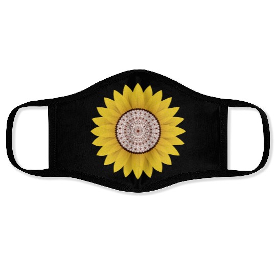 Golden Sunflower Mandala Face Masks