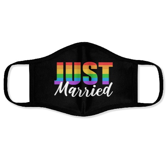 Just Married LGBTQ LGBTQ Gift Face Masks