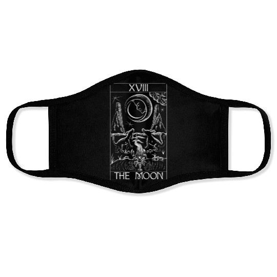 Tarot Card The Moon Xviii Occult Vintage Face Masks