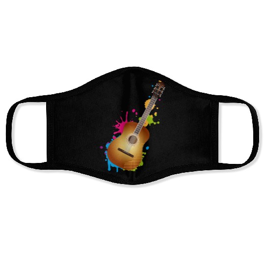 nice colorful acoustic guitar graffiti Face Masks