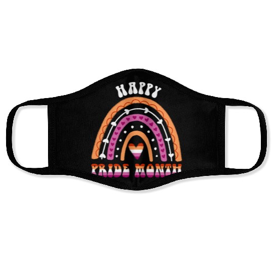 Happy Pride Month Lesbian Rainbow Face Masks