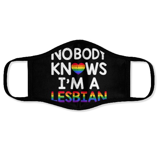 Nobody Knows I'm A Lesbian LGBTQ Rainbow Pride Face Masks