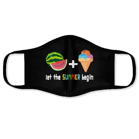 summer cool watermelon, ice cream vacation holiday Face Masks