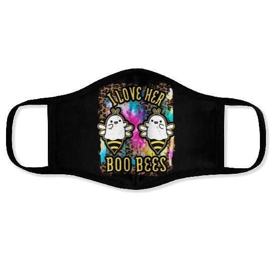 Halloween I love her Boo Bees Tie Dye Face Masks