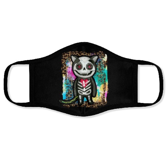 Halloween Zombie Skeleton Cat Tie Dye Face Masks