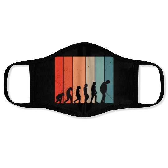 Human Evolution Golf Vintage Golf Player Golfing Face Masks