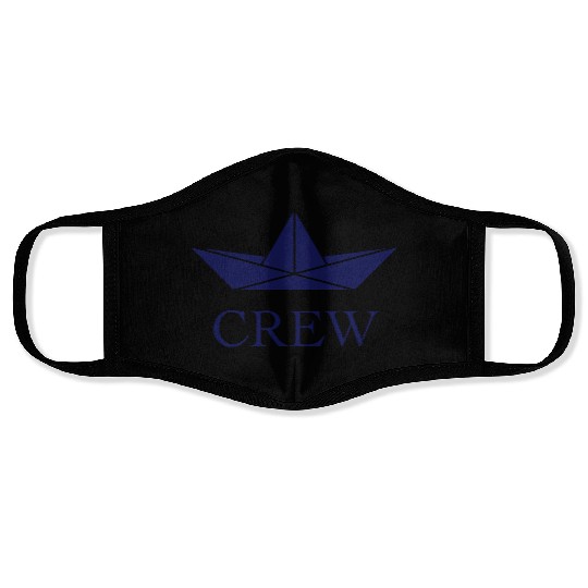 Crew (Crew Complement Paper Boat Paper Ship, Navy) Face Masks