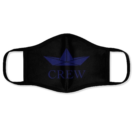 Crew (Crew Complement Paper Boat Paper Ship, Navy) Face Masks