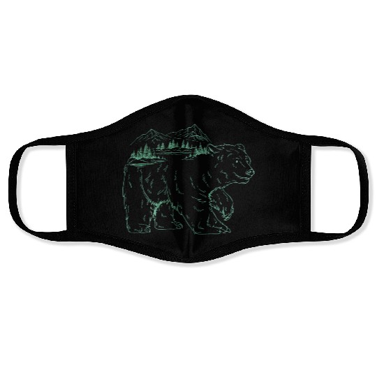 Bear Landscape Mountain Wilderness Mountaineer Face Masks