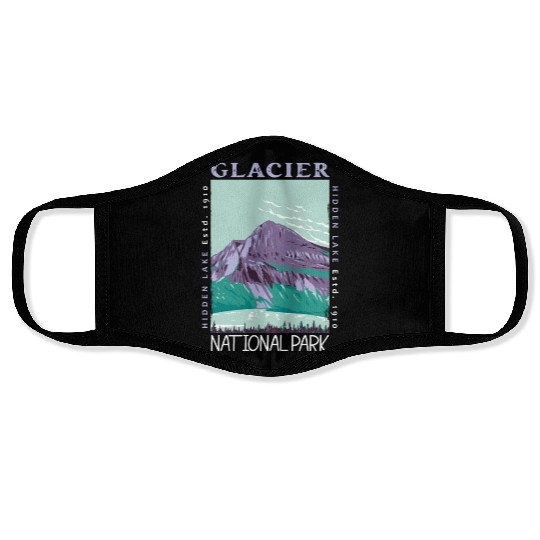 Glacier National Park Hidden Lake Distressed Face Masks