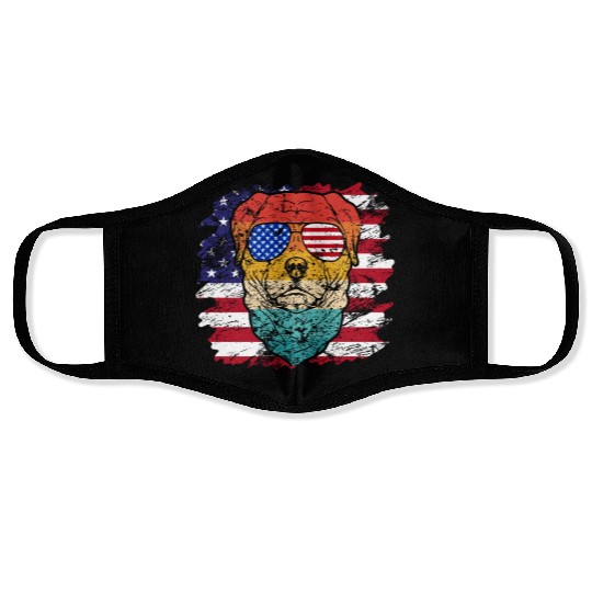 vintage dog lover sublimation flag usa vintage Face Masks