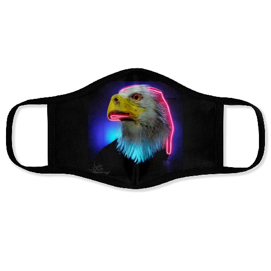 i love america neon bright lightsamerican eagle Face Masks