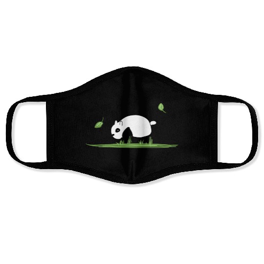 Animal Love Cartoon Panda Ecosystem Nature Grass Face Masks