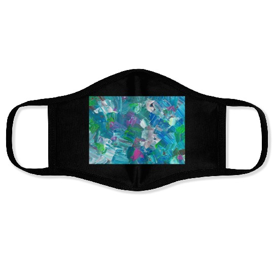 Abstract Blue Teal Brushstrokes Painting Face Masks