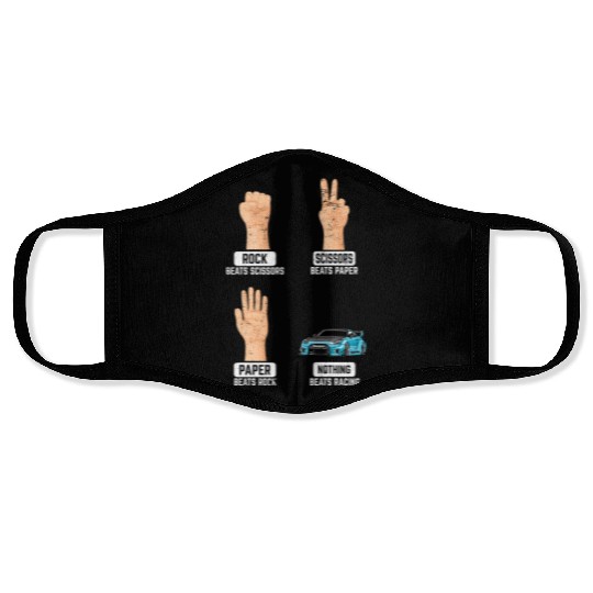 Rock Paper Scissors Nothing Beats Racing Funny Rac Face Masks
