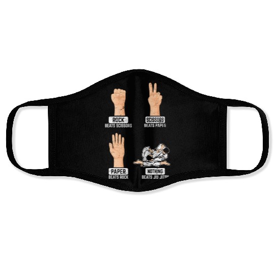 Rock Paper Scissors Nothing Beats Jiu Jitsu BJJ Ji Face Masks