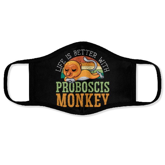 Life Is Better With Proboscis Monkey Ape Zookeeper Face Masks