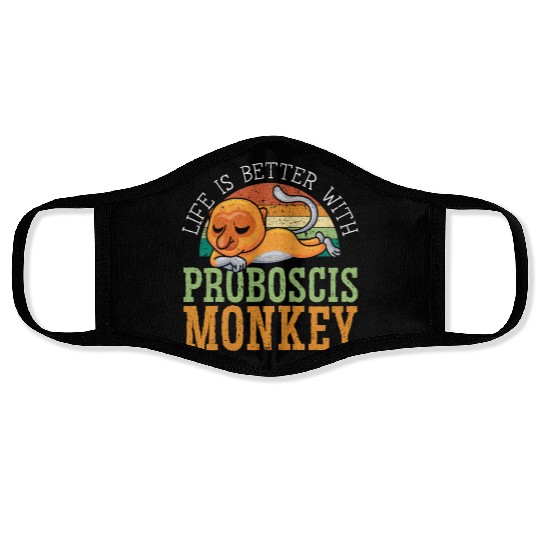 Life Is Better With Proboscis Monkey Ape Zookeeper Face Masks