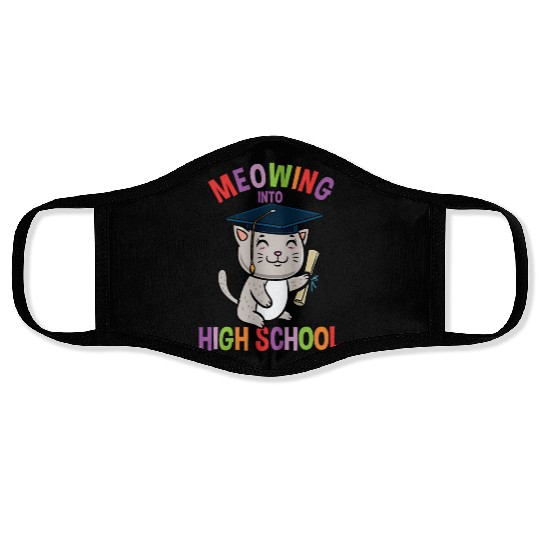 Moewing Into High School Cat Back To School Face Masks