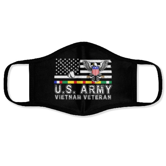 Vietnam Veteran Eagle US Flag Dog Tag Vintage Face Masks