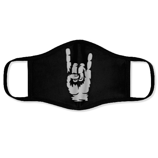 Hand sign heavy metal Face Masks