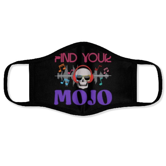 Find Your Mojo Colorful Violet Pink Retro Font Face Masks