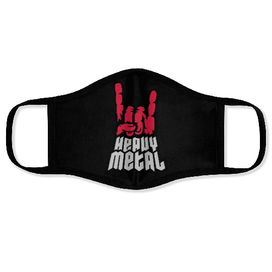 Heavy metal logo hand Face Masks