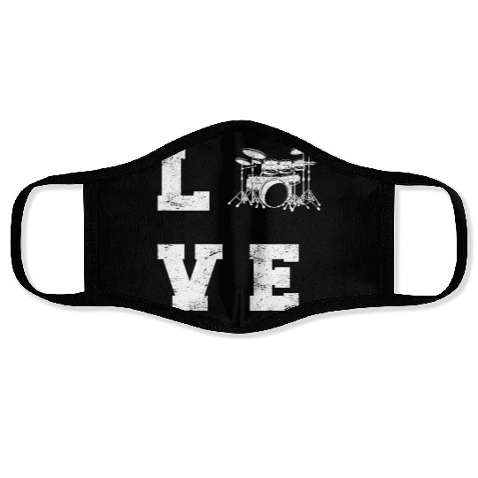 Love Percussion Drums Funny Drummer Band Music Dru Face Masks