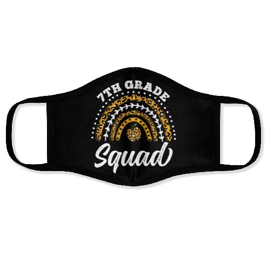 7th Grade Squad Leopard Rainbow Back To School Face Masks
