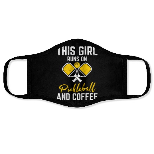 This Girl Runs On Pickleball And Coffee Women Moth Face Masks
