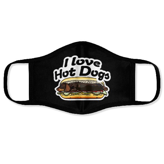 l Love Hot Dogs Dachshund cool Street Art Face Masks